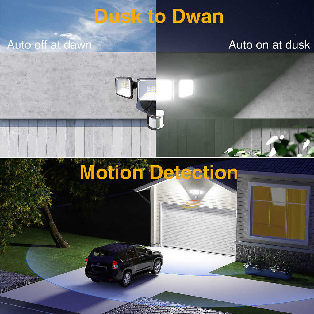 50W Motion Sensor and Dusk to Dawn Flood Light