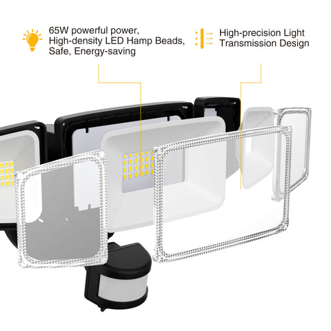ZOFO 5000LM LED Luce di sicurezza Sensore di movimento Luce di inondazione 42W Luce di sensore di movimento all'aperto, 5000K, IP65 impermeabile, durevole regolabile 3 teste ZOFO 5000LM LED Luce di sicurezza Sensore di movimento Luce di inondazione 42W Luce di sensore di movimento all'aperto, 5000K, IP65 impermeabile, durevole regolabile 3 teste