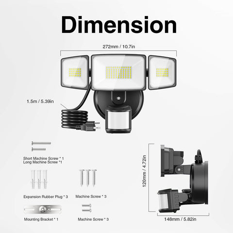 Onforu 65W LED Motion Sensor & Dusk to Dawn Security Lights BD90