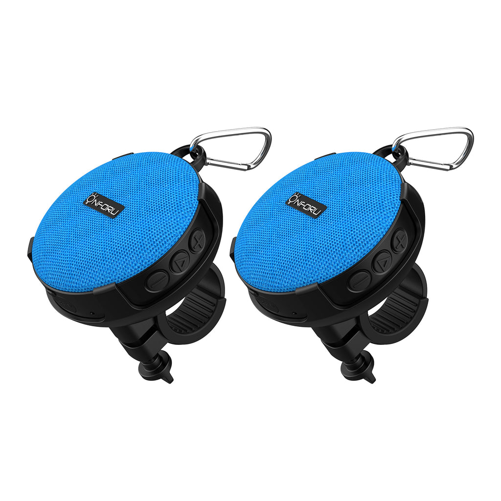 Onforu Blue Waterproof Bluetooth Bike Speaker 2 Pack