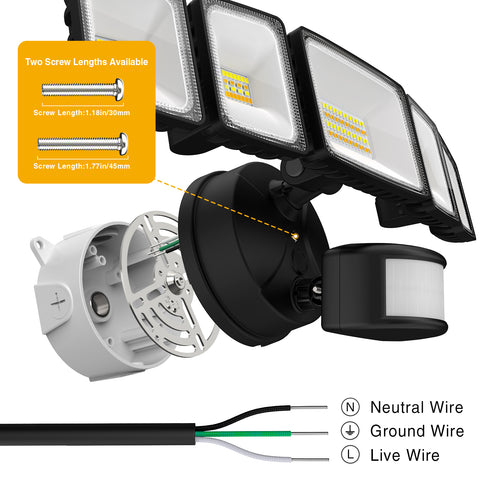 Onforu 5 Heads 55W Smart WiFi Motion Sensor LED Security Lights Design
