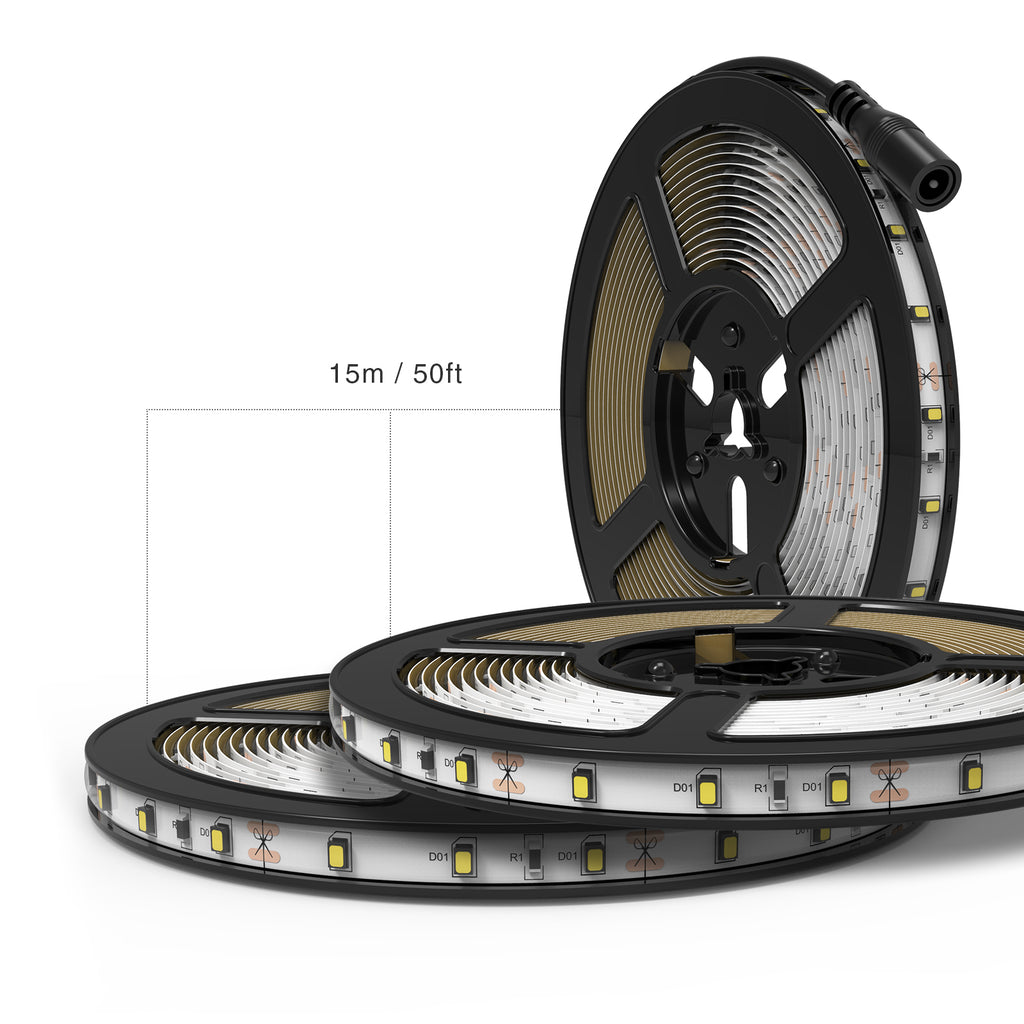 Onforu 49.2ft Waterproof 3000K Warm White LED Strip Light