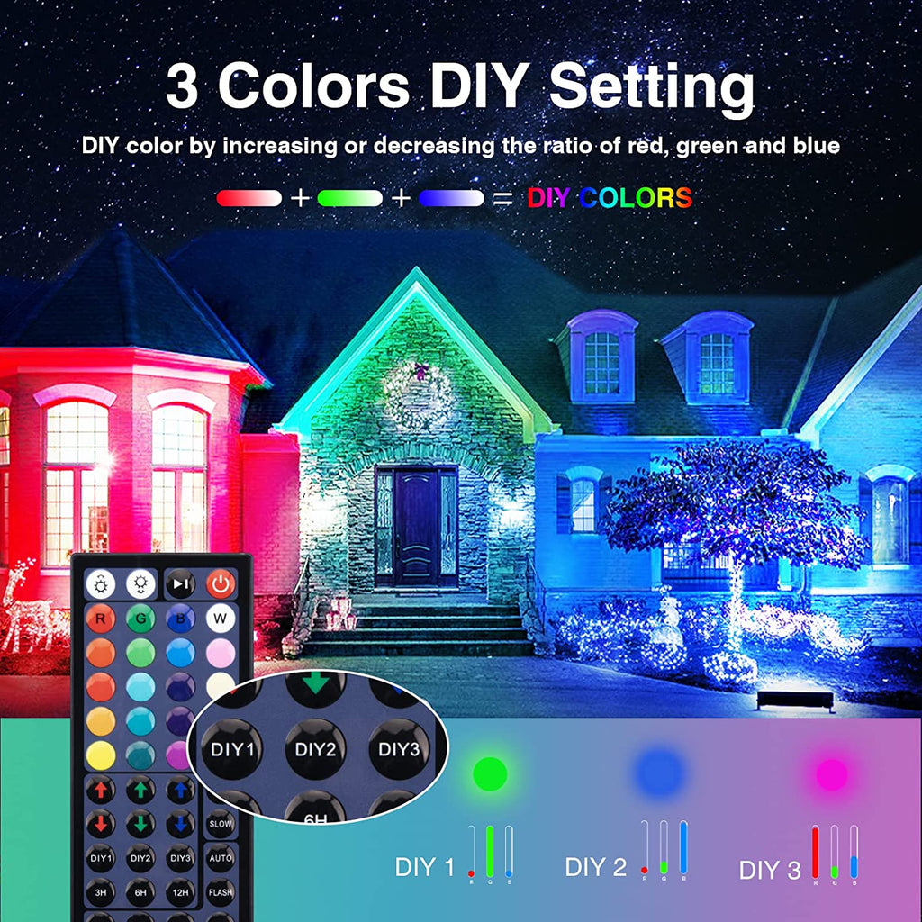 48W Color Changing RGB Flood Light Bars DIY Setting