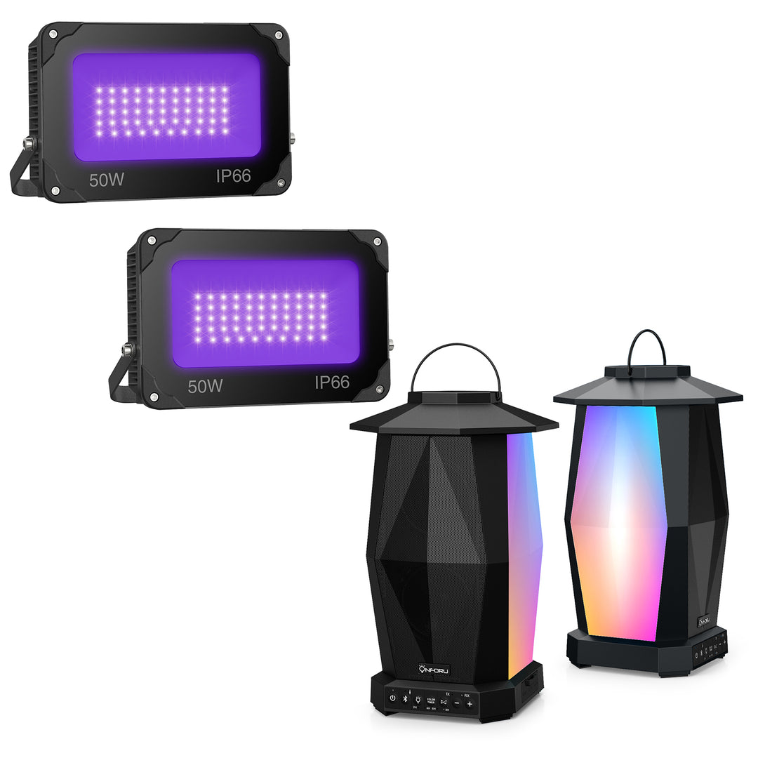 50W Black Flood Light FG74 + 25W RGB Bluetooth Lantern Speakers