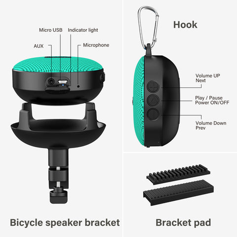 Onforu Bike Portable Waterproof Loud Bluetooth Speaker -Green