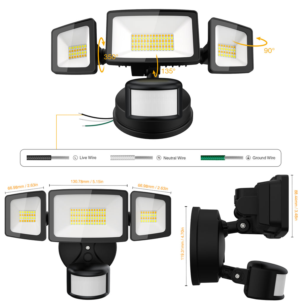 Onforu 55W Smart LED Security Lights Motion Sensor Light Outdoor