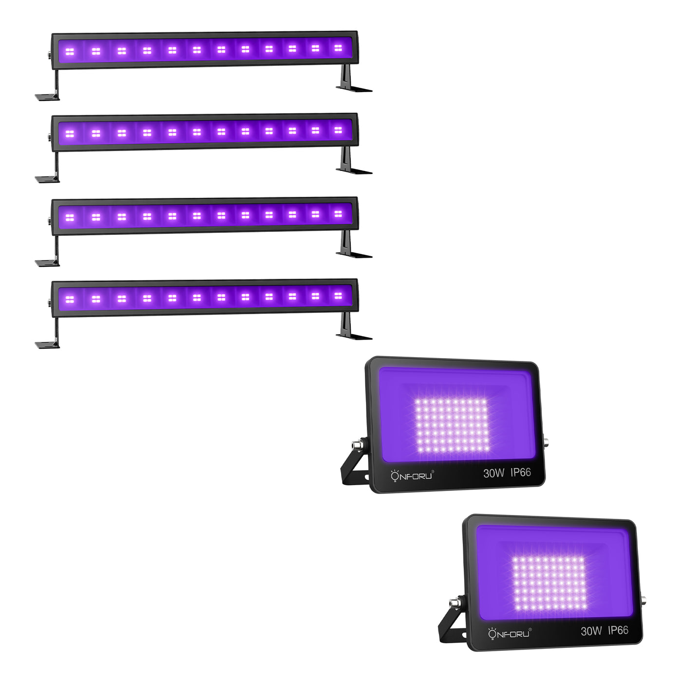 24W Black Light Bar CT06+30W LED Black Flood Lights FG73