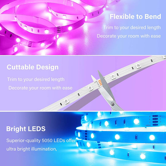Onforu 50ft Music Synchronized RGB LED Light Strip
