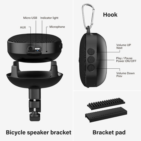 Onforu Black Wireless Small Bicycle Speaker Dimension