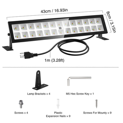 RGB & Black Light LED Light Bar Size