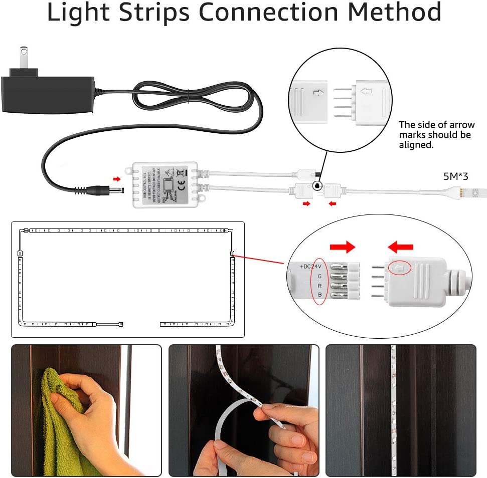 Onforu 50ft RGB LED Strip Lights Remote Control for Sale