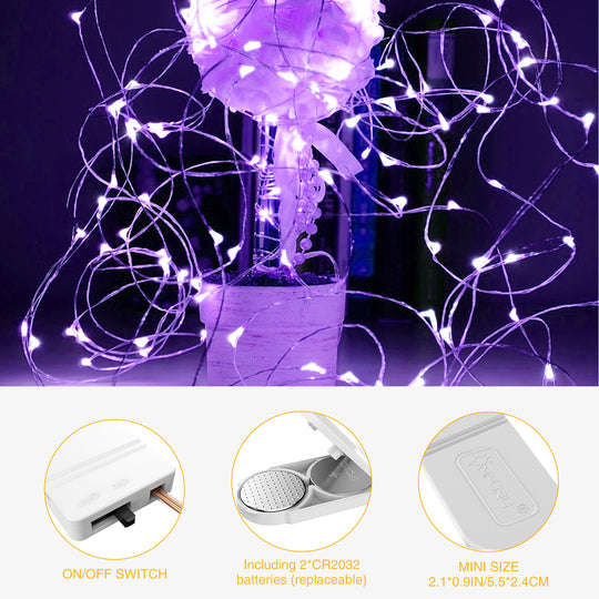 Onforu 6.5ft 3000K Purple Mini LED Fairy Lights